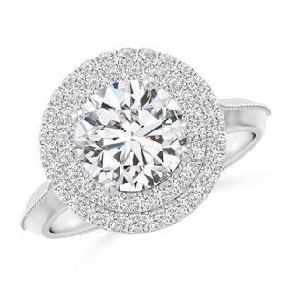 8mm HSI2 Vintage Inspired Round Diamond Double Halo Engagement Ring in P950 Platinum