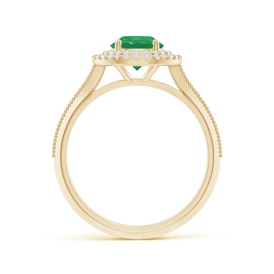 6.5mm A Vintage Inspired Round Emerald Double Halo Engagement Ring in Yellow Gold side 199