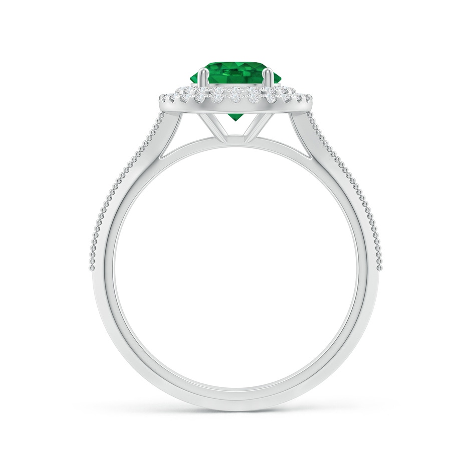 6.5mm AAA Vintage Inspired Round Emerald Double Halo Engagement Ring in White Gold side 199