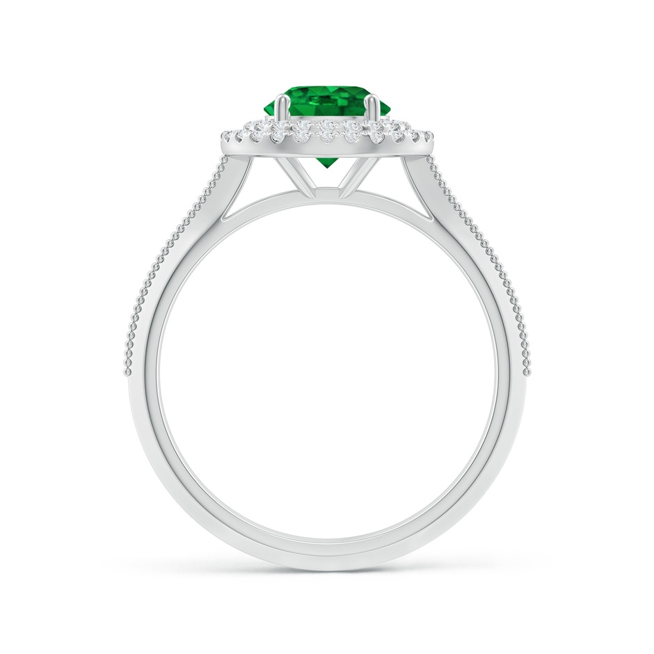 6.5mm AAAA Vintage Inspired Round Emerald Double Halo Engagement Ring in P950 Platinum side 199