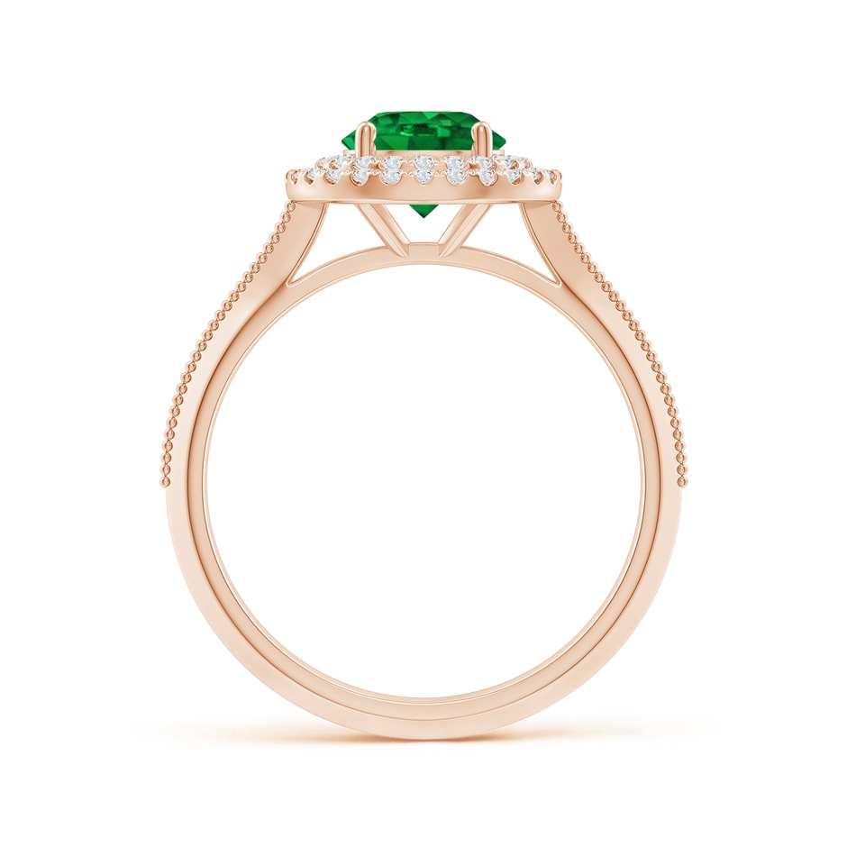 6.5mm AAAA Vintage Inspired Round Emerald Double Halo Engagement Ring in Rose Gold side 199