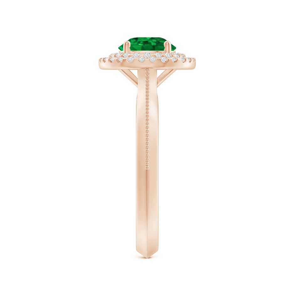 6.5mm AAAA Vintage Inspired Round Emerald Double Halo Engagement Ring in Rose Gold side 299