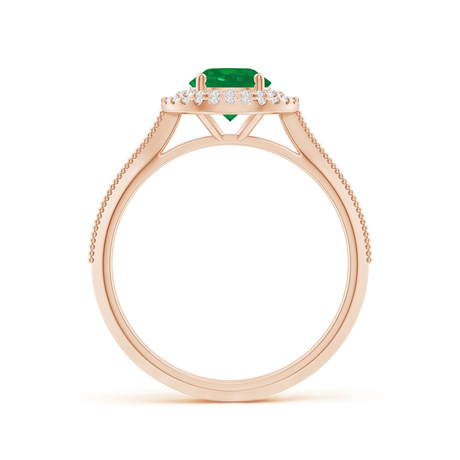 6mm AA Vintage Inspired Round Emerald Double Halo Engagement Ring in Rose Gold side 199