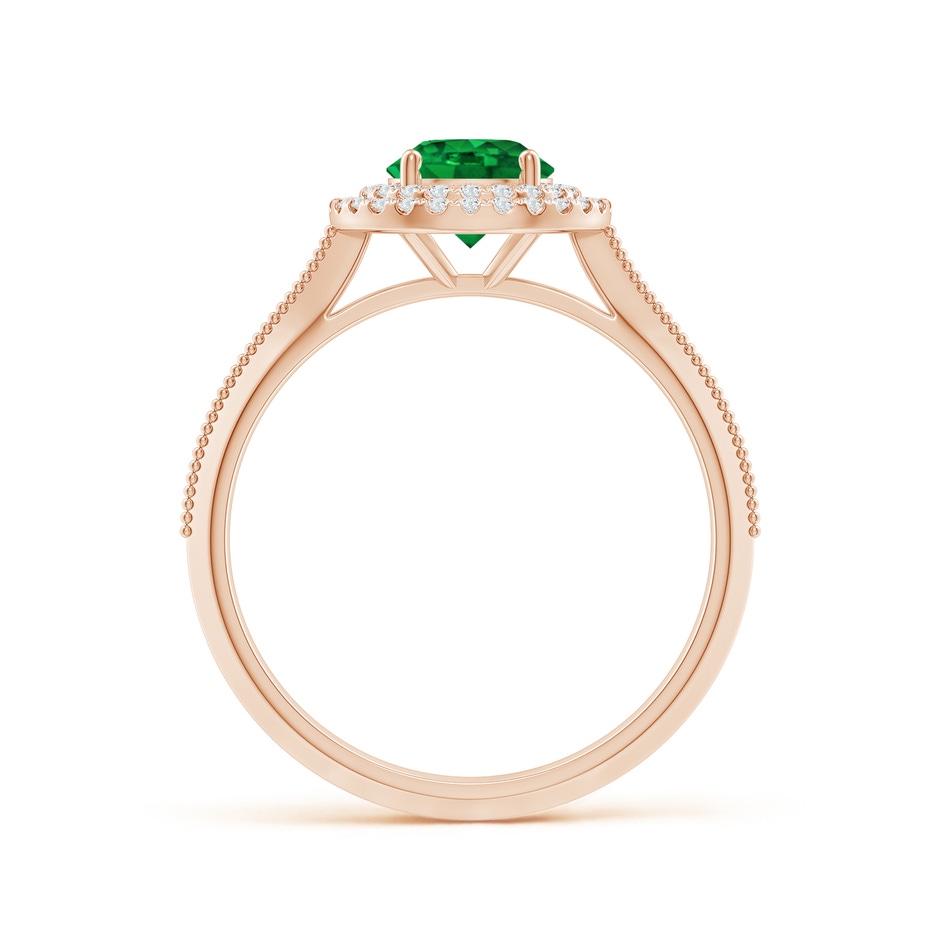 6mm AAAA Vintage Inspired Round Emerald Double Halo Engagement Ring in Rose Gold side 199