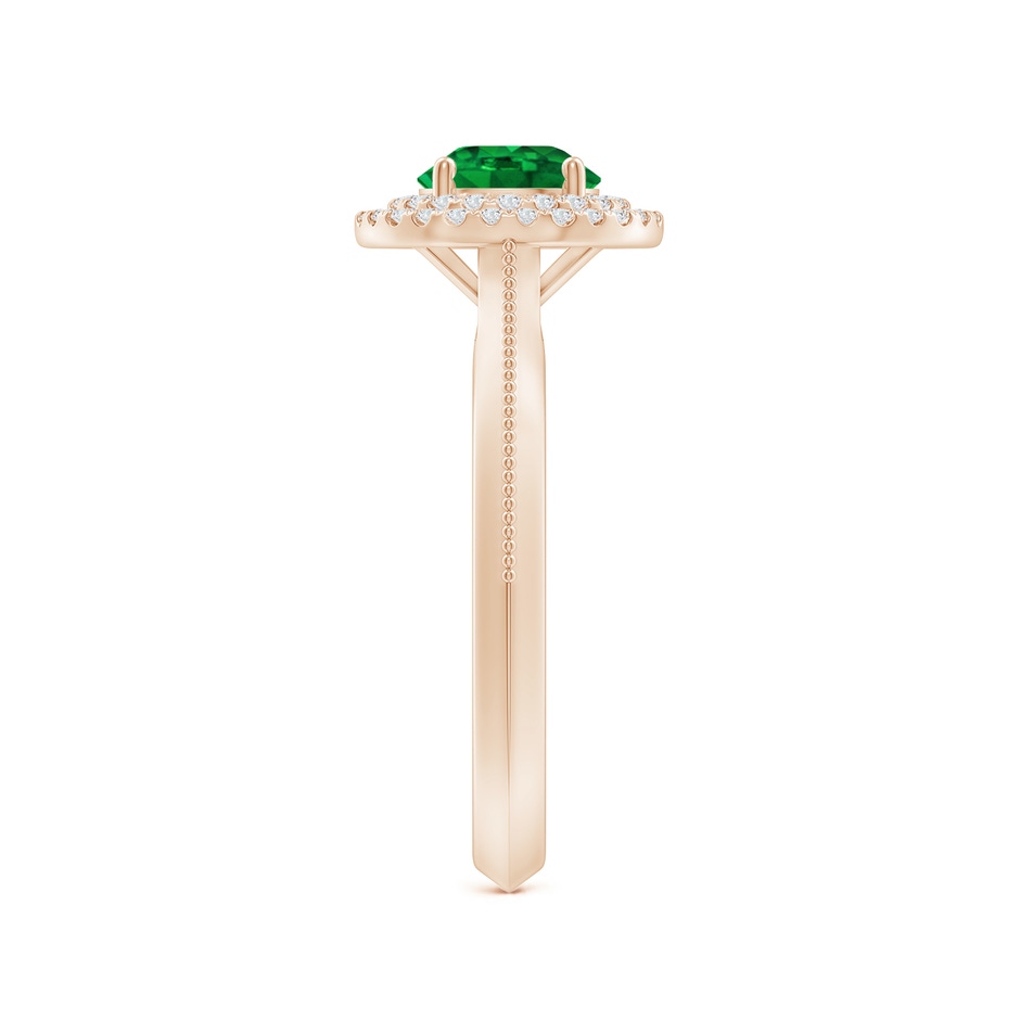 6mm AAAA Vintage Inspired Round Emerald Double Halo Engagement Ring in Rose Gold side 299