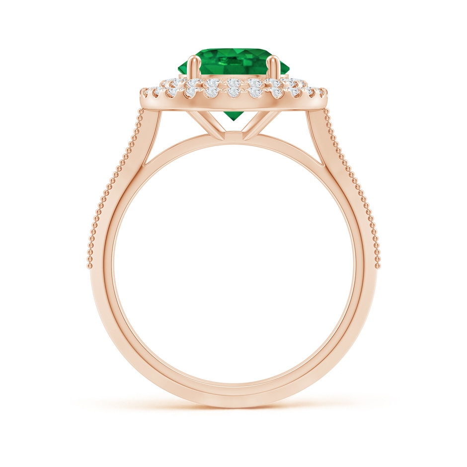 8mm AAA Vintage Inspired Round Emerald Double Halo Engagement Ring in 18K Rose Gold side 199