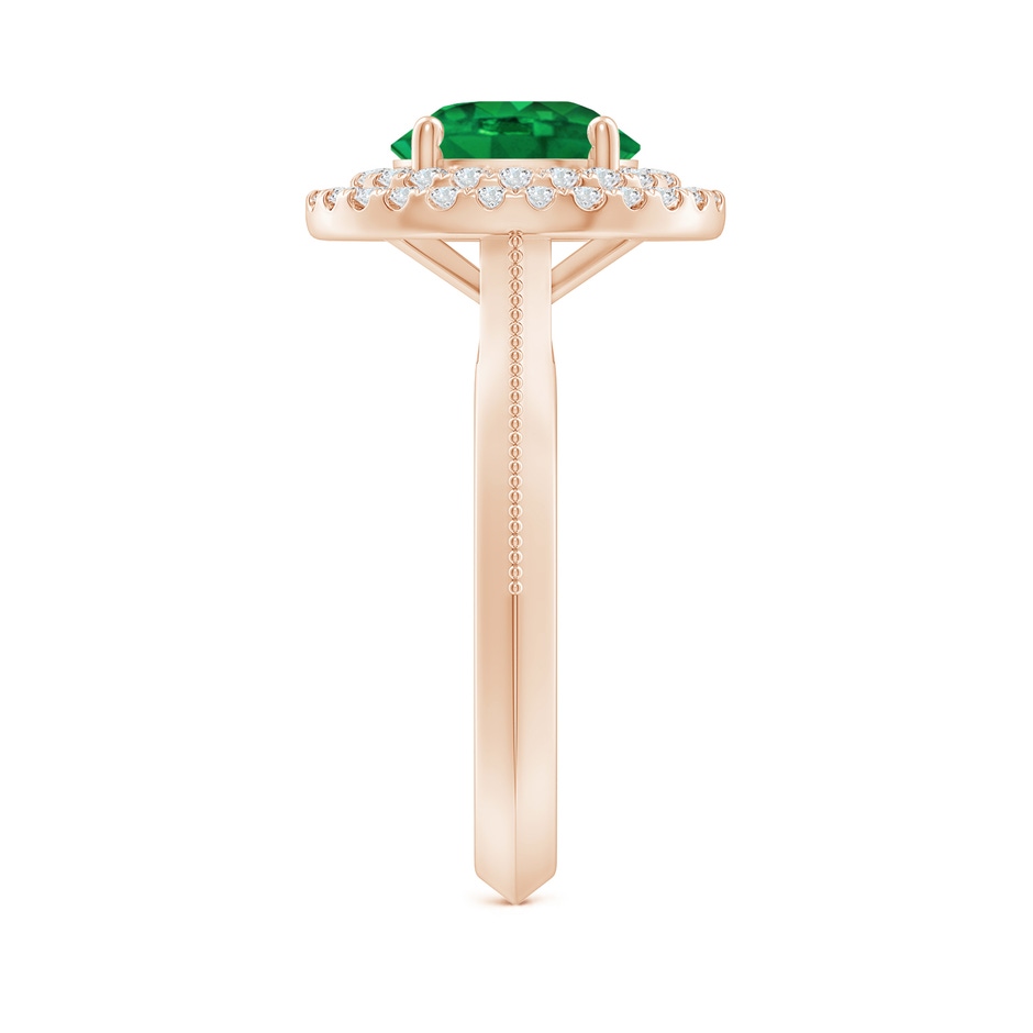 8mm AAA Vintage Inspired Round Emerald Double Halo Engagement Ring in 18K Rose Gold side 299