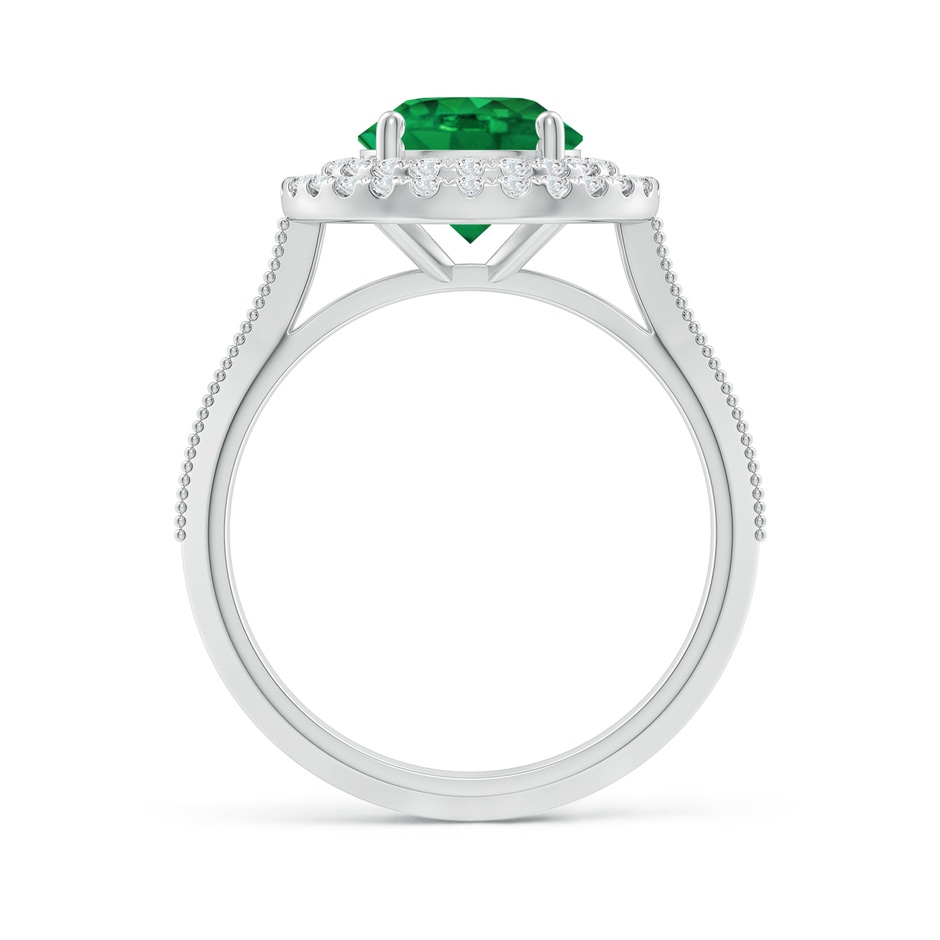 8mm AAA Vintage Inspired Round Emerald Double Halo Engagement Ring in P950 Platinum side 199