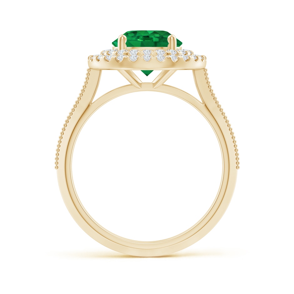 8mm AAA Vintage Inspired Round Emerald Double Halo Engagement Ring in Yellow Gold side 199