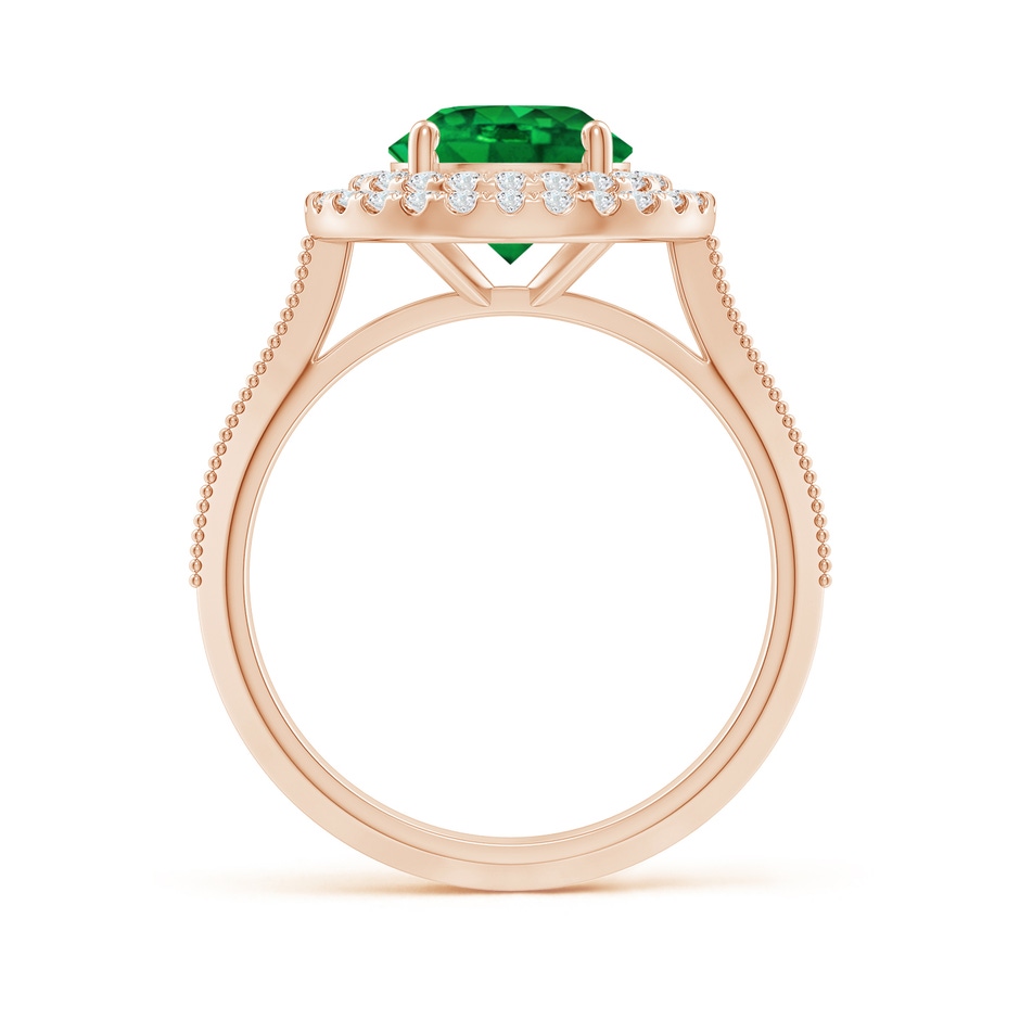 8mm AAAA Vintage Inspired Round Emerald Double Halo Engagement Ring in 18K Rose Gold side 199