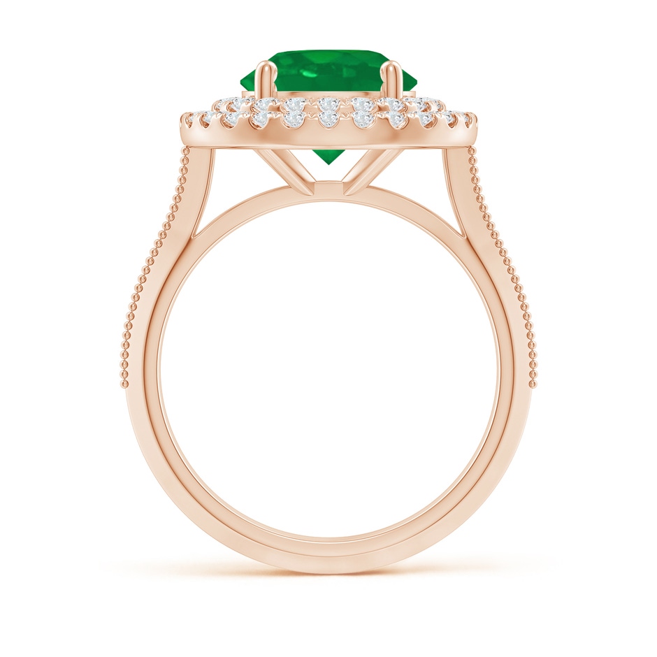 9mm AA Vintage Inspired Round Emerald Double Halo Engagement Ring in Rose Gold side 199