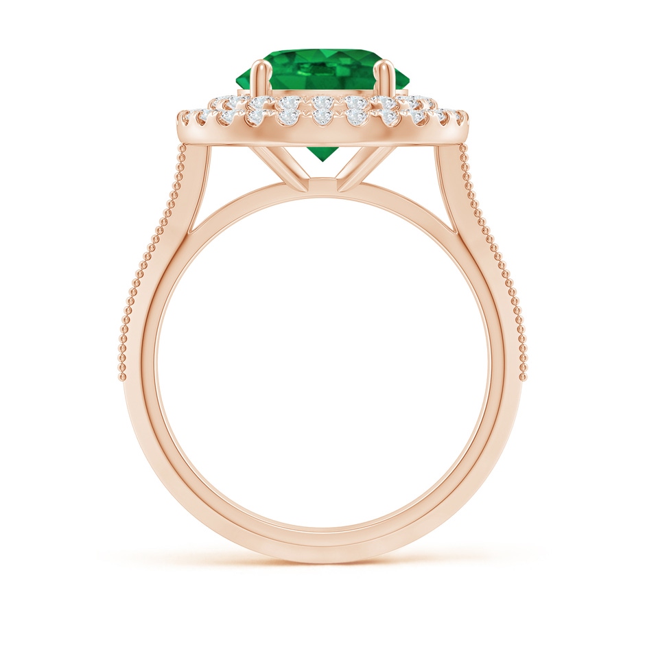 9mm AAA Vintage Inspired Round Emerald Double Halo Engagement Ring in 18K Rose Gold side 199