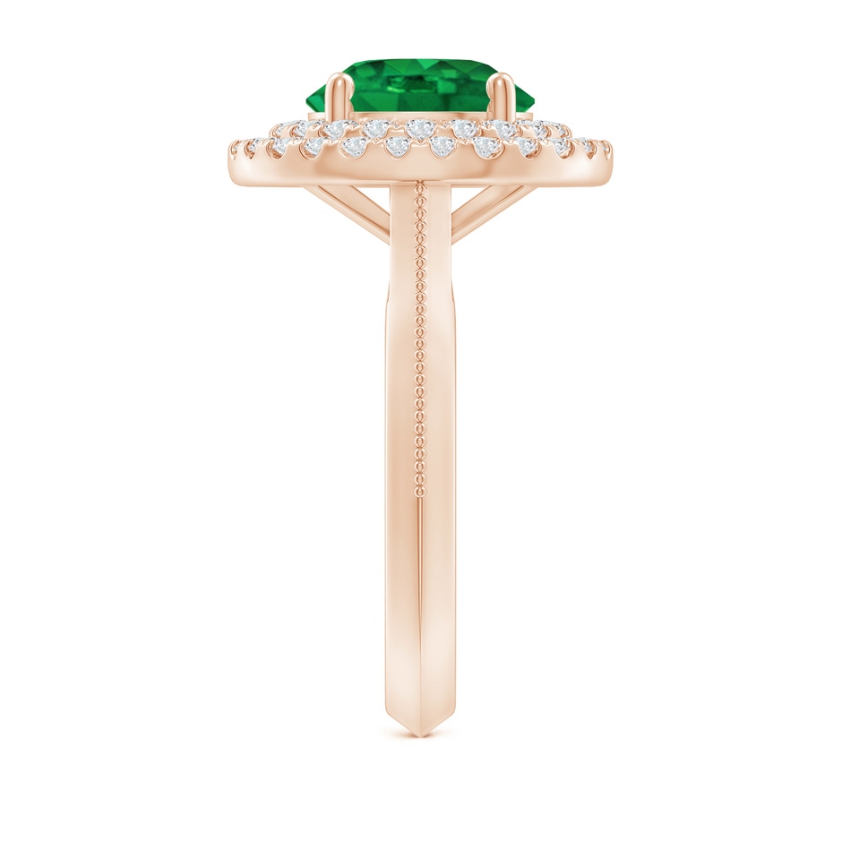 9mm AAA Vintage Inspired Round Emerald Double Halo Engagement Ring in 18K Rose Gold side 299