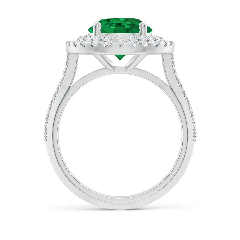9mm AAA Vintage Inspired Round Emerald Double Halo Engagement Ring in P950 Platinum side 199
