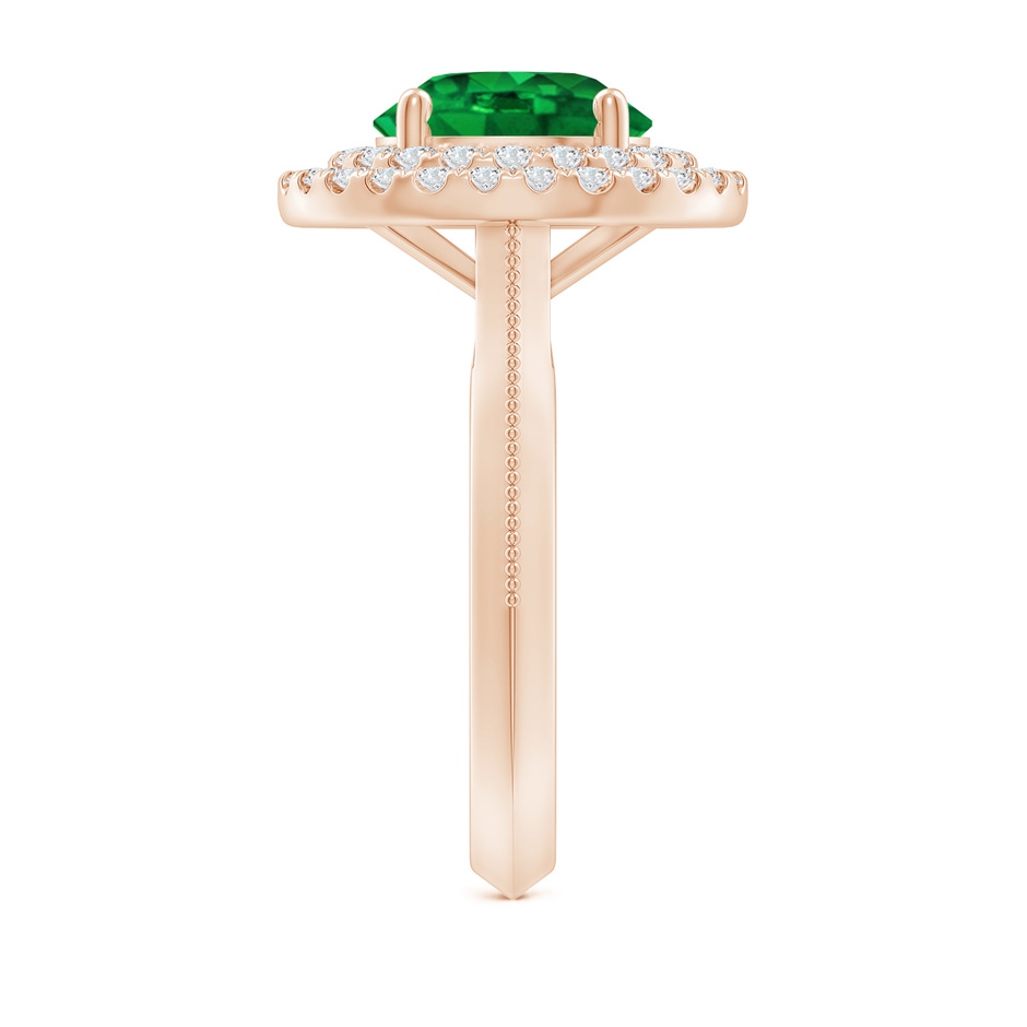 9mm AAAA Vintage Inspired Round Emerald Double Halo Engagement Ring in Rose Gold side 299
