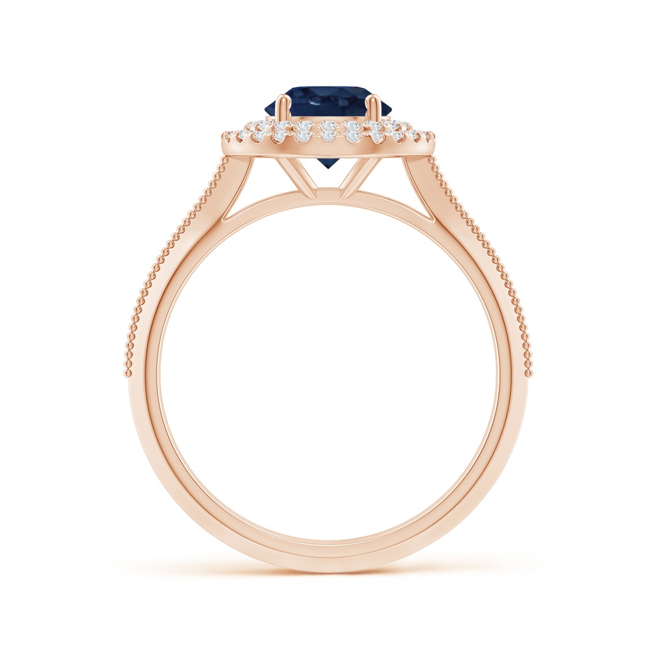 6.5mm AA Vintage Inspired Round Blue Sapphire Double Halo Engagement Ring in Rose Gold side 199