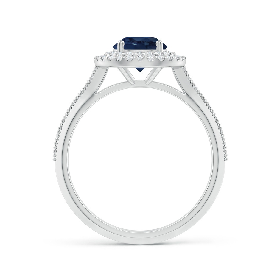 6.5mm AA Vintage Inspired Round Blue Sapphire Double Halo Engagement Ring in White Gold side 199