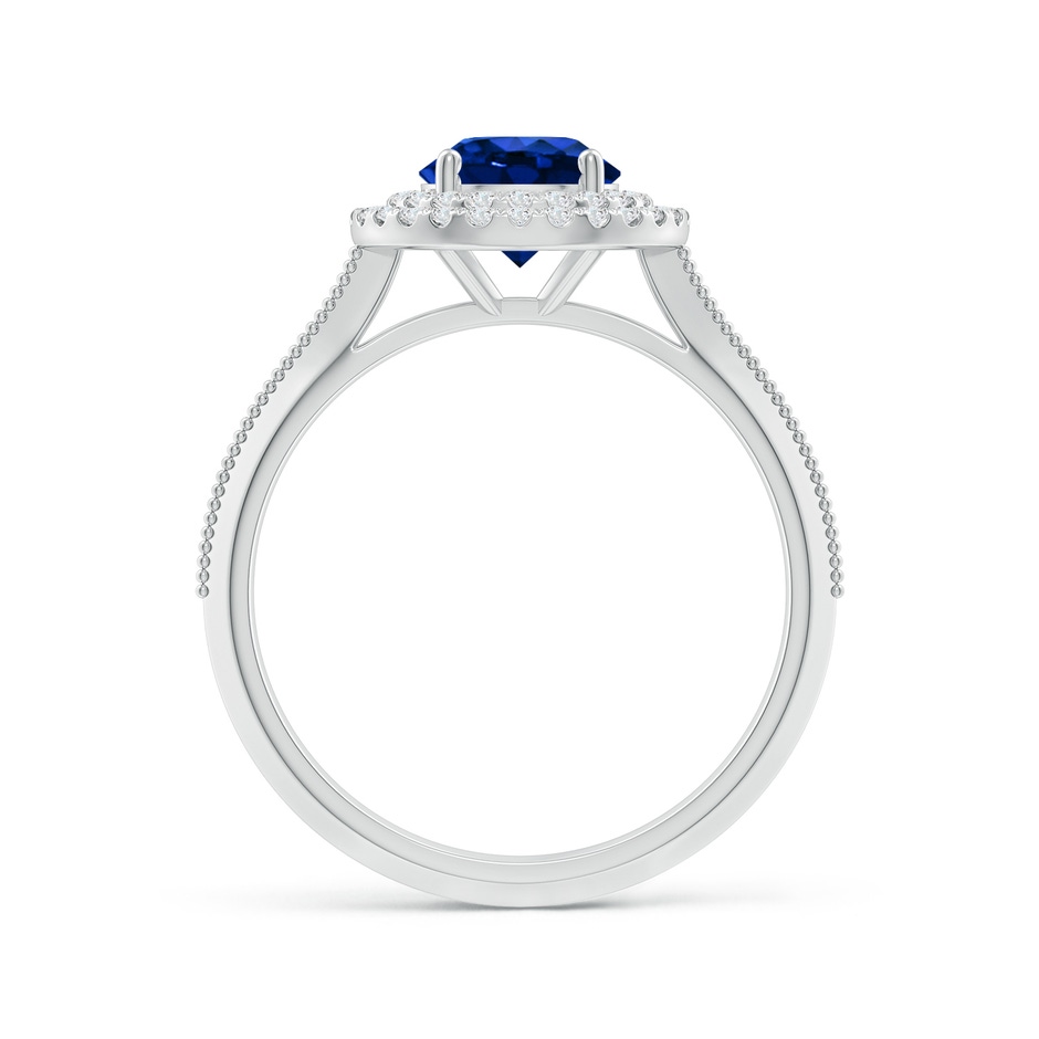 6.5mm Lab-Grown Vintage Inspired Round Blue Sapphire Double Halo Engagement Ring in White Gold side 199