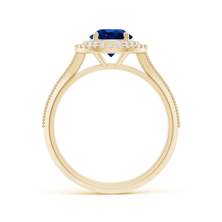 6.5mm Lab-Grown Vintage Inspired Round Blue Sapphire Double Halo Engagement Ring in Yellow Gold side 199