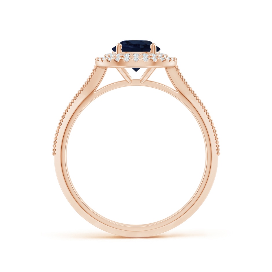 6mm A Vintage Inspired Round Blue Sapphire Double Halo Engagement Ring in Rose Gold side 199