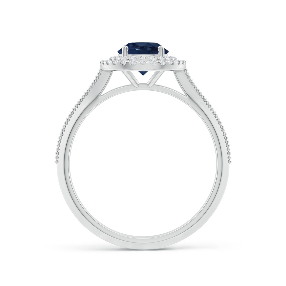 6mm AA Vintage Inspired Round Blue Sapphire Double Halo Engagement Ring in White Gold side 199