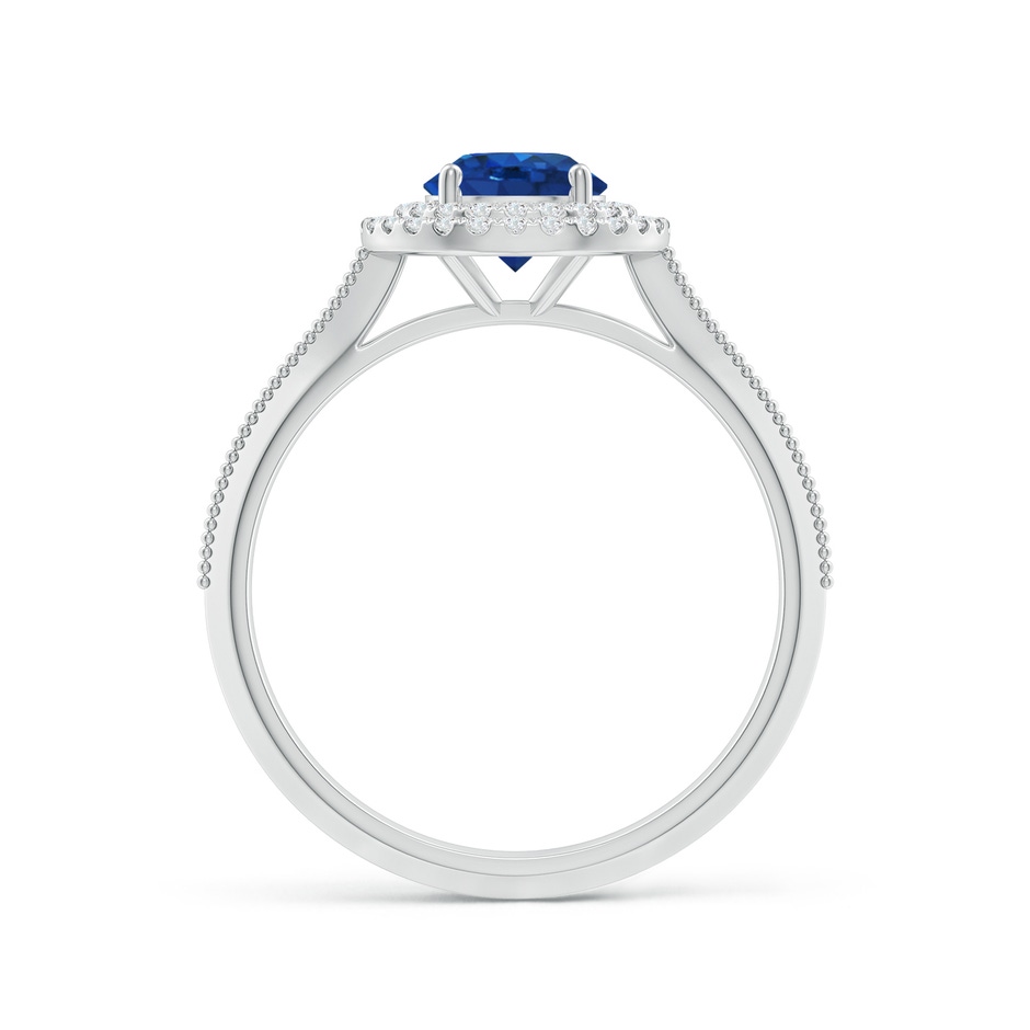 6mm AAA Vintage Inspired Round Blue Sapphire Double Halo Engagement Ring in White Gold side 199