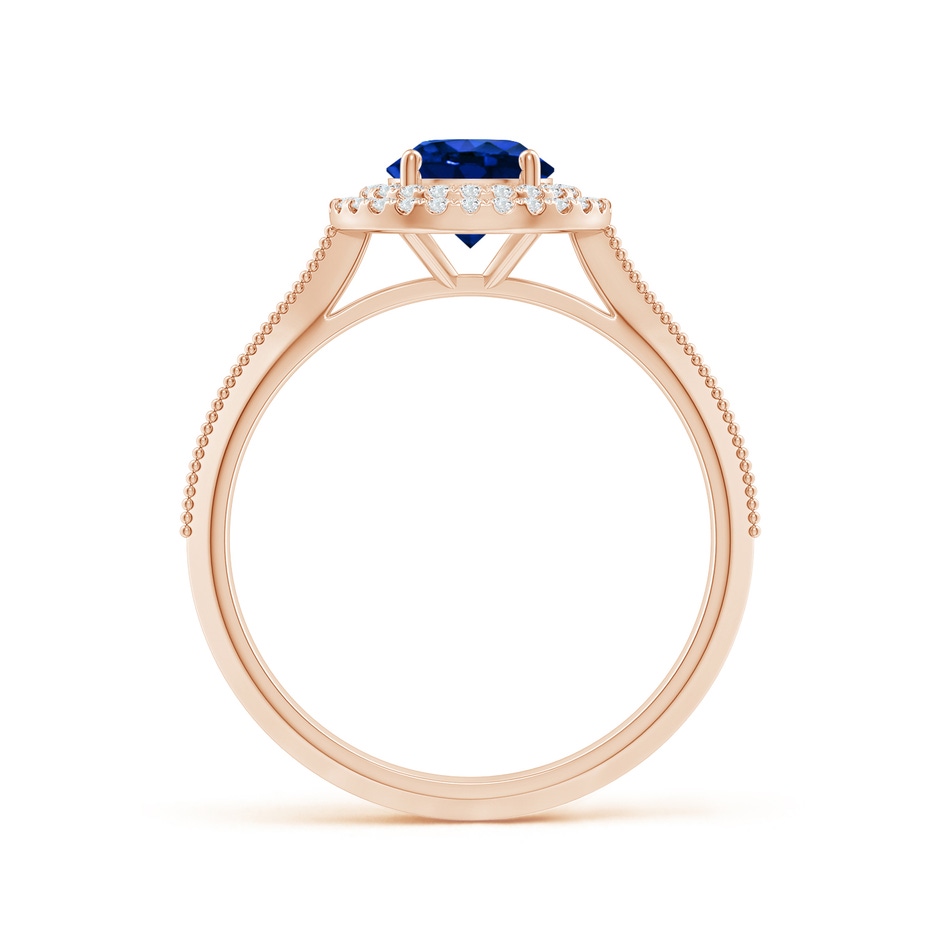 6mm AAAA Vintage Inspired Round Blue Sapphire Double Halo Engagement Ring in Rose Gold side 199