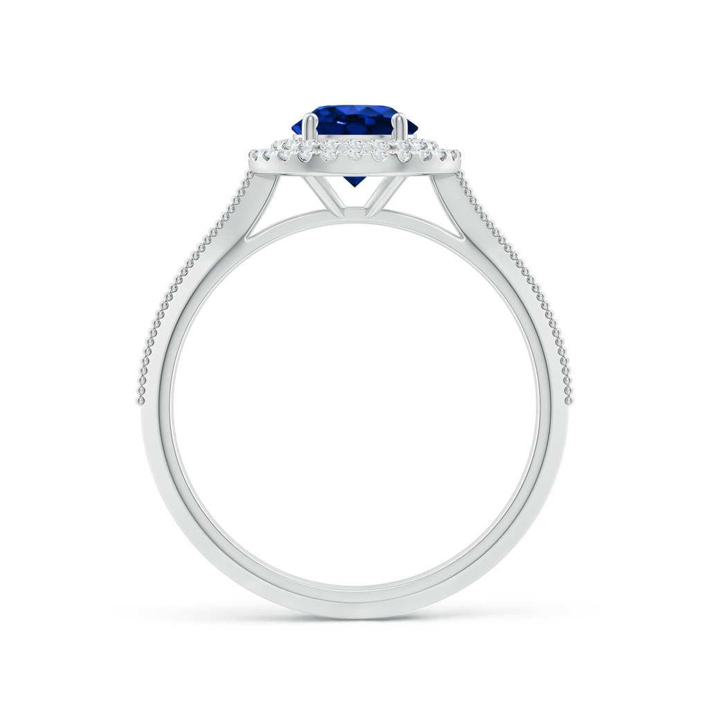 6mm Lab-Grown Vintage Inspired Round Blue Sapphire Double Halo Engagement Ring in White Gold - side 199