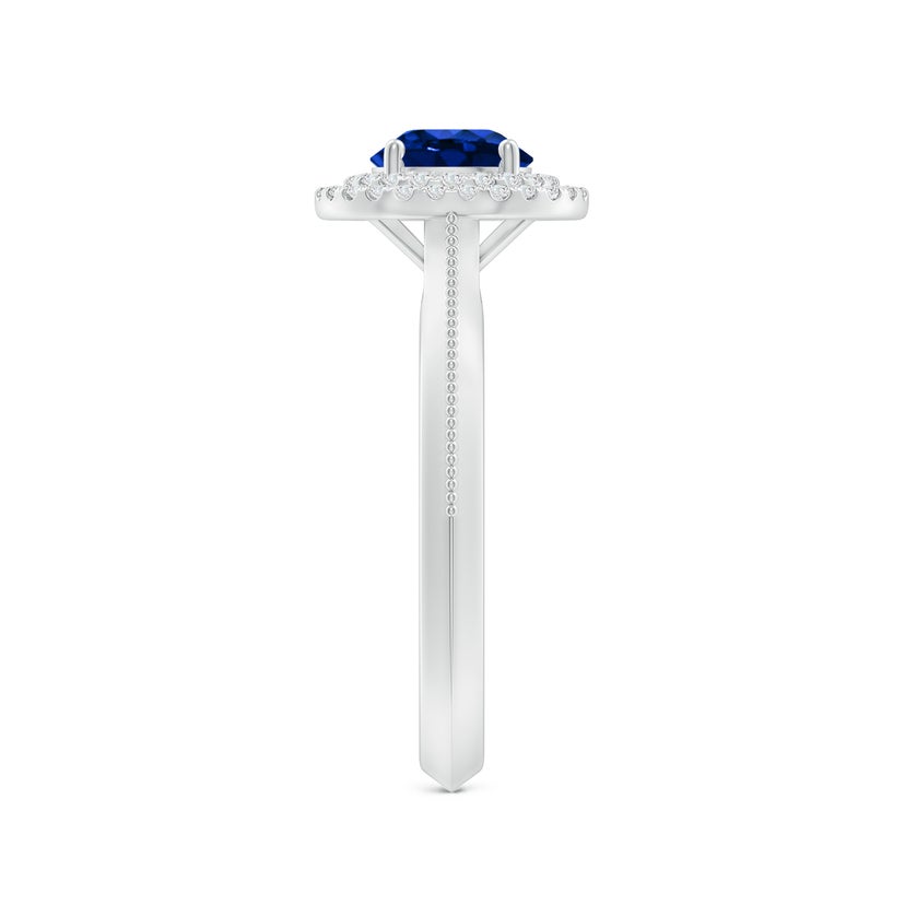 Lab-Grown Vintage Inspired Round Blue Sapphire Double Halo