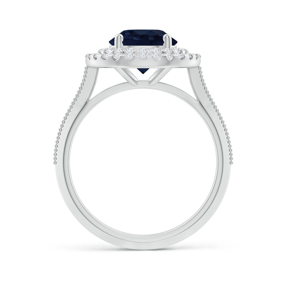 8mm A Vintage Inspired Round Blue Sapphire Double Halo Engagement Ring in White Gold side 199