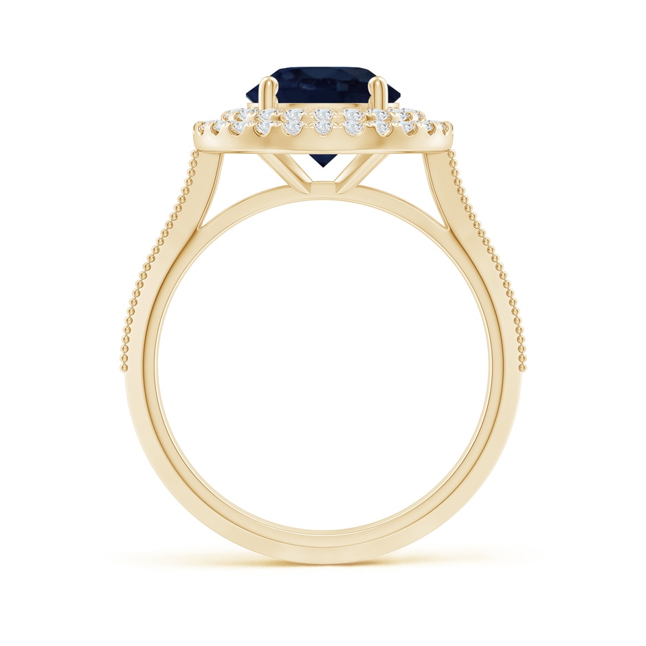 8mm A Vintage Inspired Round Blue Sapphire Double Halo Engagement Ring in Yellow Gold side 199