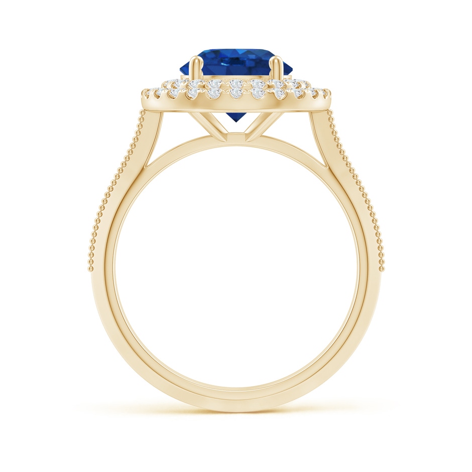 8mm AAA Vintage Inspired Round Blue Sapphire Double Halo Engagement Ring in Yellow Gold side 199