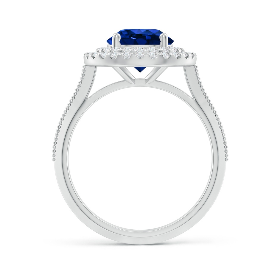 8mm AAAA Vintage Inspired Round Blue Sapphire Double Halo Engagement Ring in P950 Platinum side 199