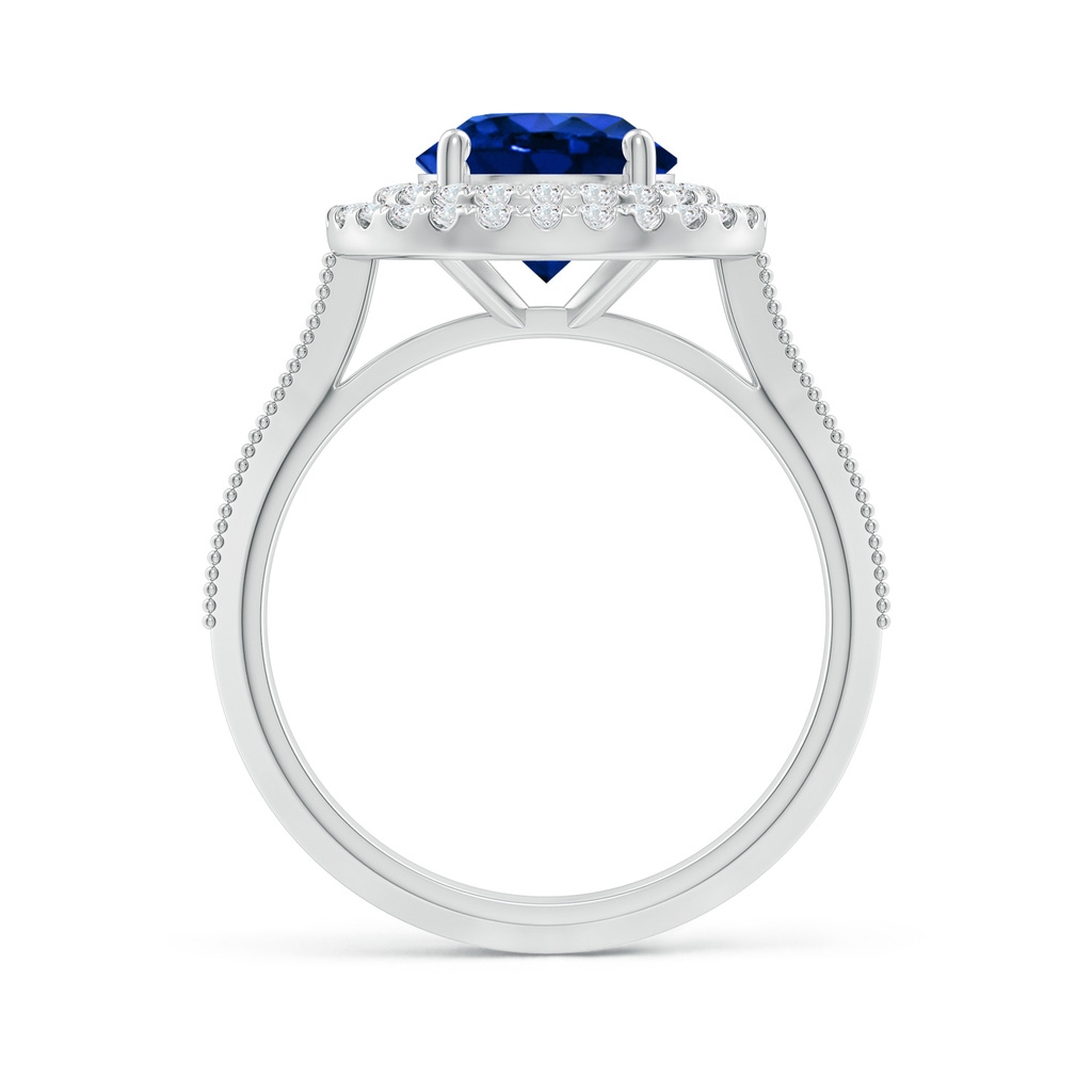 8mm Lab-Grown Vintage Inspired Round Blue Sapphire Double Halo Engagement Ring in White Gold - side 199