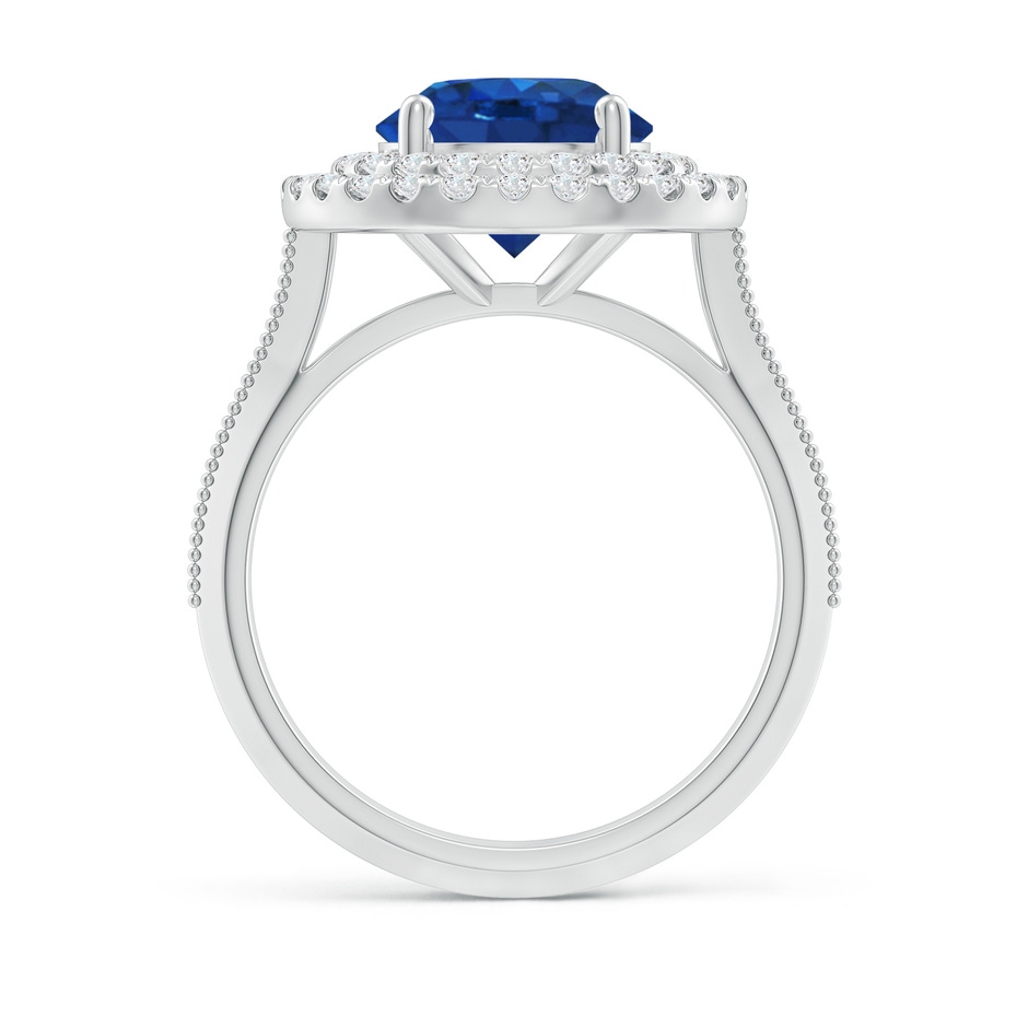 9mm AAA Vintage Inspired Round Blue Sapphire Double Halo Engagement Ring in White Gold side 199