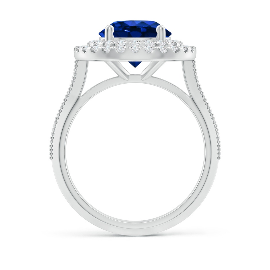 9mm AAAA Vintage Inspired Round Blue Sapphire Double Halo Engagement Ring in P950 Platinum side 199