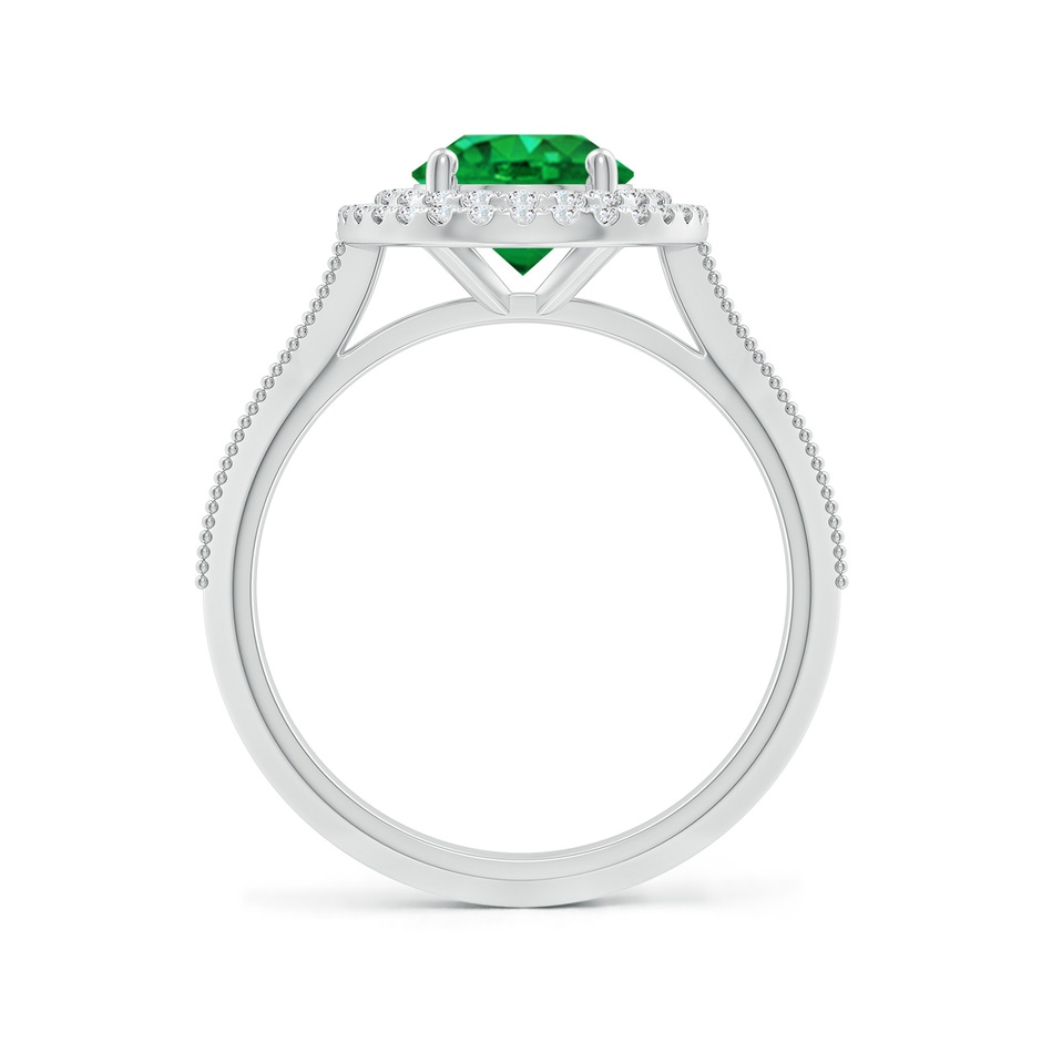 9x7mm AAA Vintage Inspired Oval Emerald Double Halo Engagement Ring in White Gold side 199