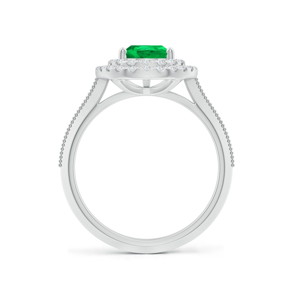 9x7mm AAA Vintage Inspired Pear Emerald Double Halo Engagement Ring in White Gold side 199