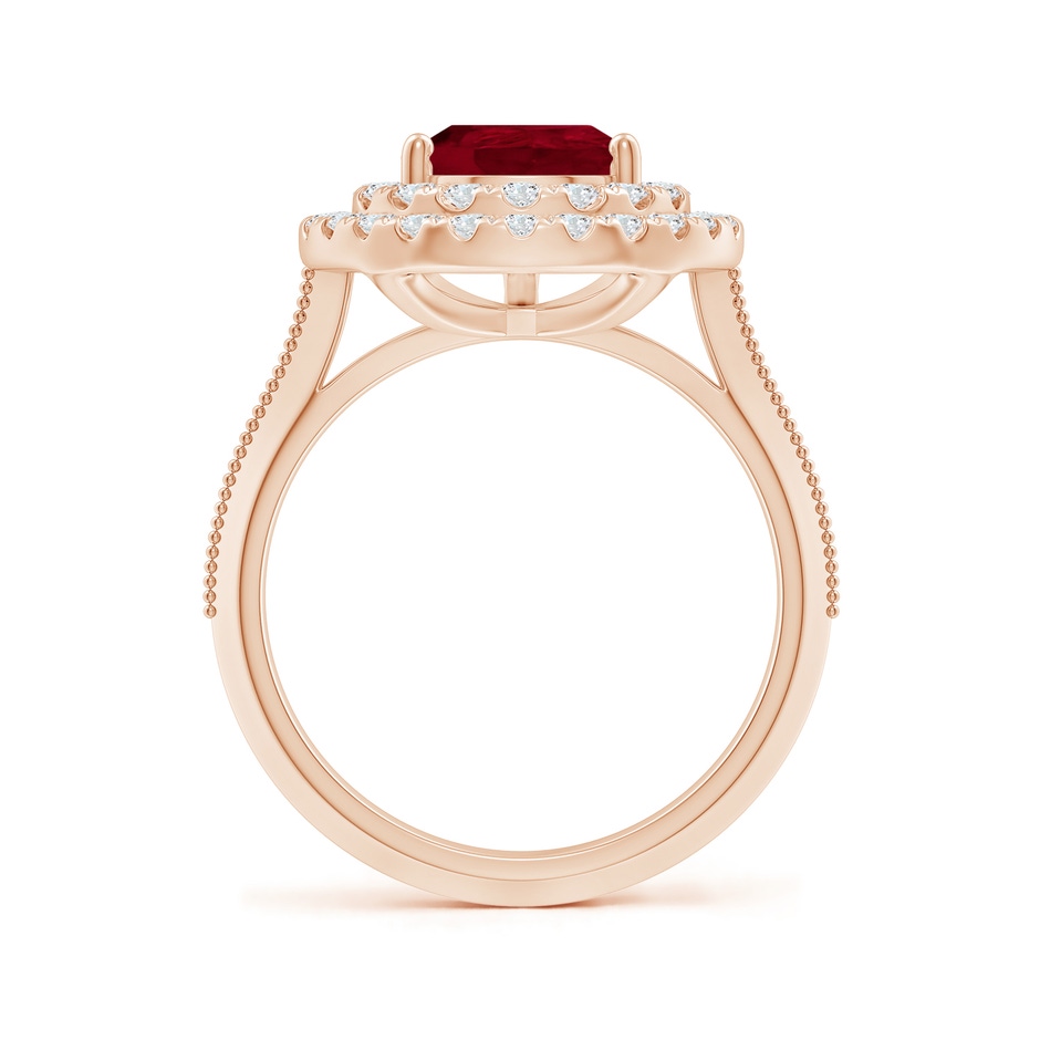 10x8mm AA Vintage Inspired Pear Ruby Double Halo Engagement Ring in 18K Rose Gold side 199