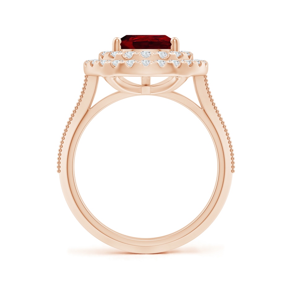 10x8mm AAAA Vintage Inspired Pear Ruby Double Halo Engagement Ring in Rose Gold side 199