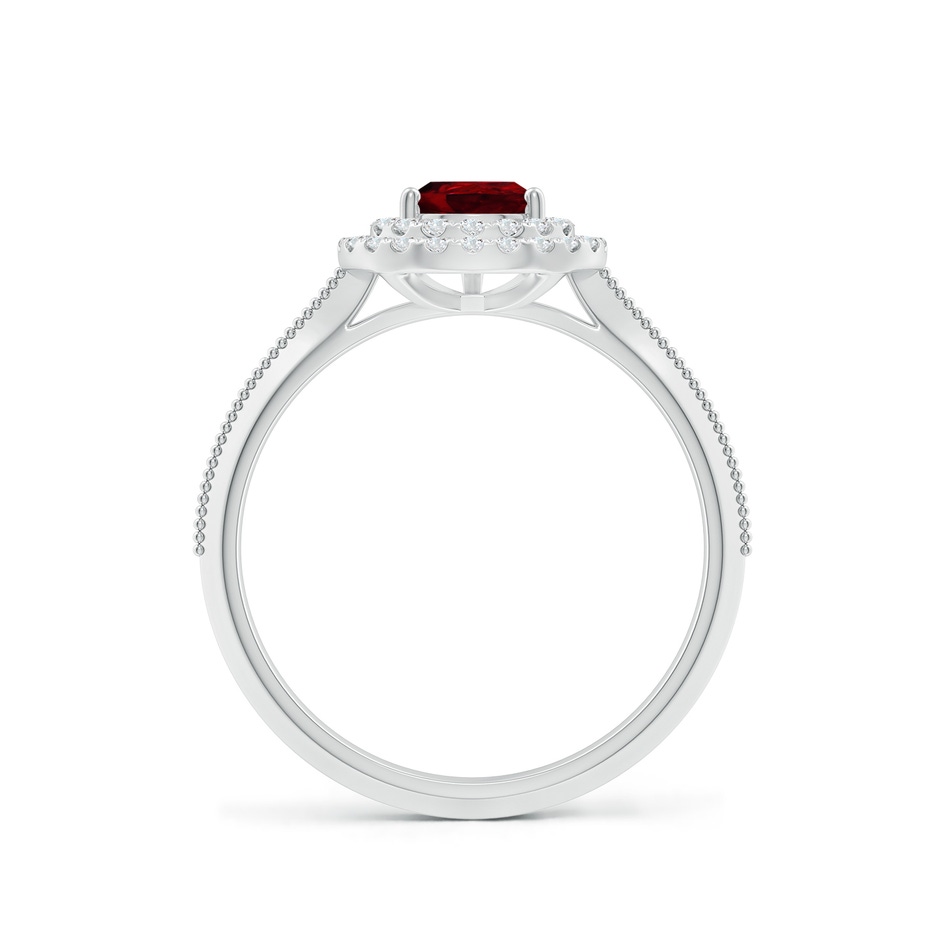 7x5mm AAAA Vintage Inspired Pear Ruby Double Halo Engagement Ring in P950 Platinum side 199