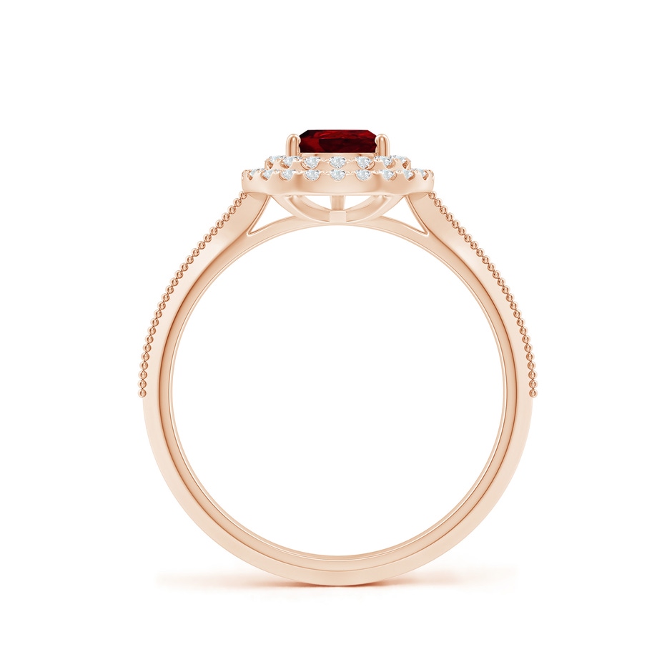 7x5mm AAAA Vintage Inspired Pear Ruby Double Halo Engagement Ring in Rose Gold side 199