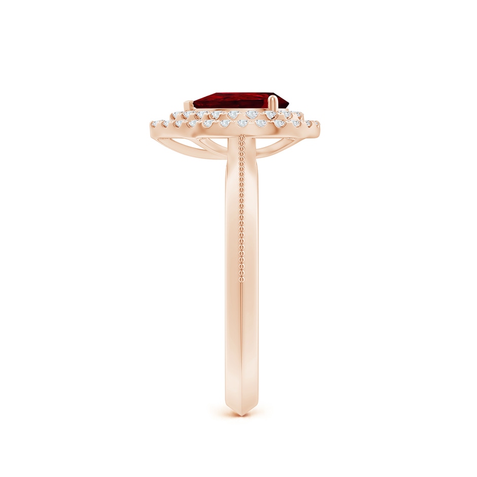 7x5mm AAAA Vintage Inspired Pear Ruby Double Halo Engagement Ring in Rose Gold side 299