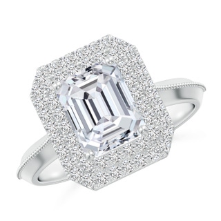 8x6mm HSI2 Vintage Inspired Emerald-Cut Diamond Double Halo Engagement Ring in P950 Platinum