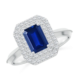 Emerald Cut Lab-Grown Lab Grown Blue Sapphire