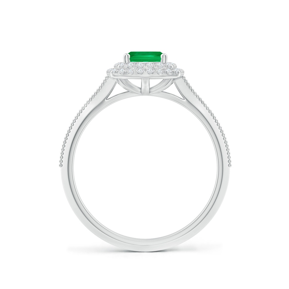 7x5mm AAA Vintage Inspired Cushion Rectangular Emerald Double Halo Engagement Ring in White Gold side 199