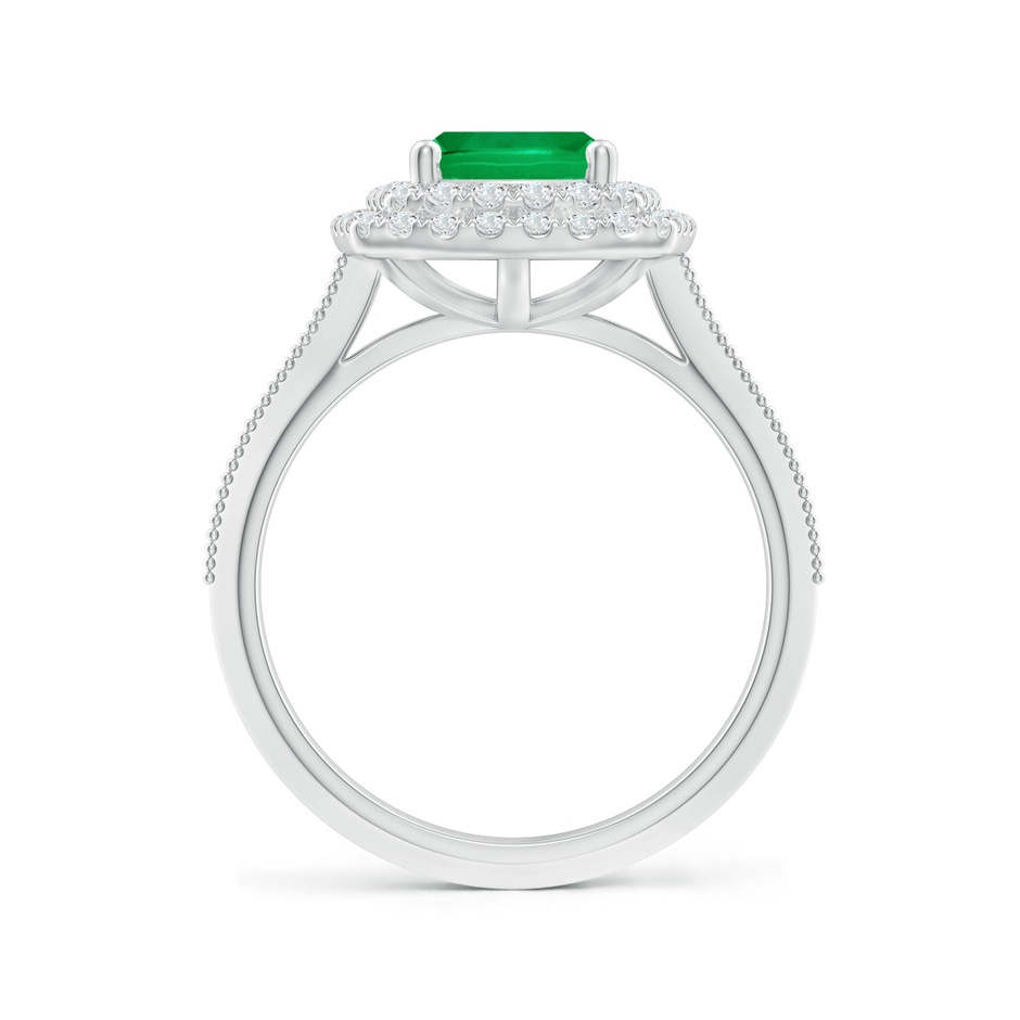 9x7mm AAA Vintage Inspired Cushion Rectangular Emerald Double Halo Engagement Ring in White Gold side 199