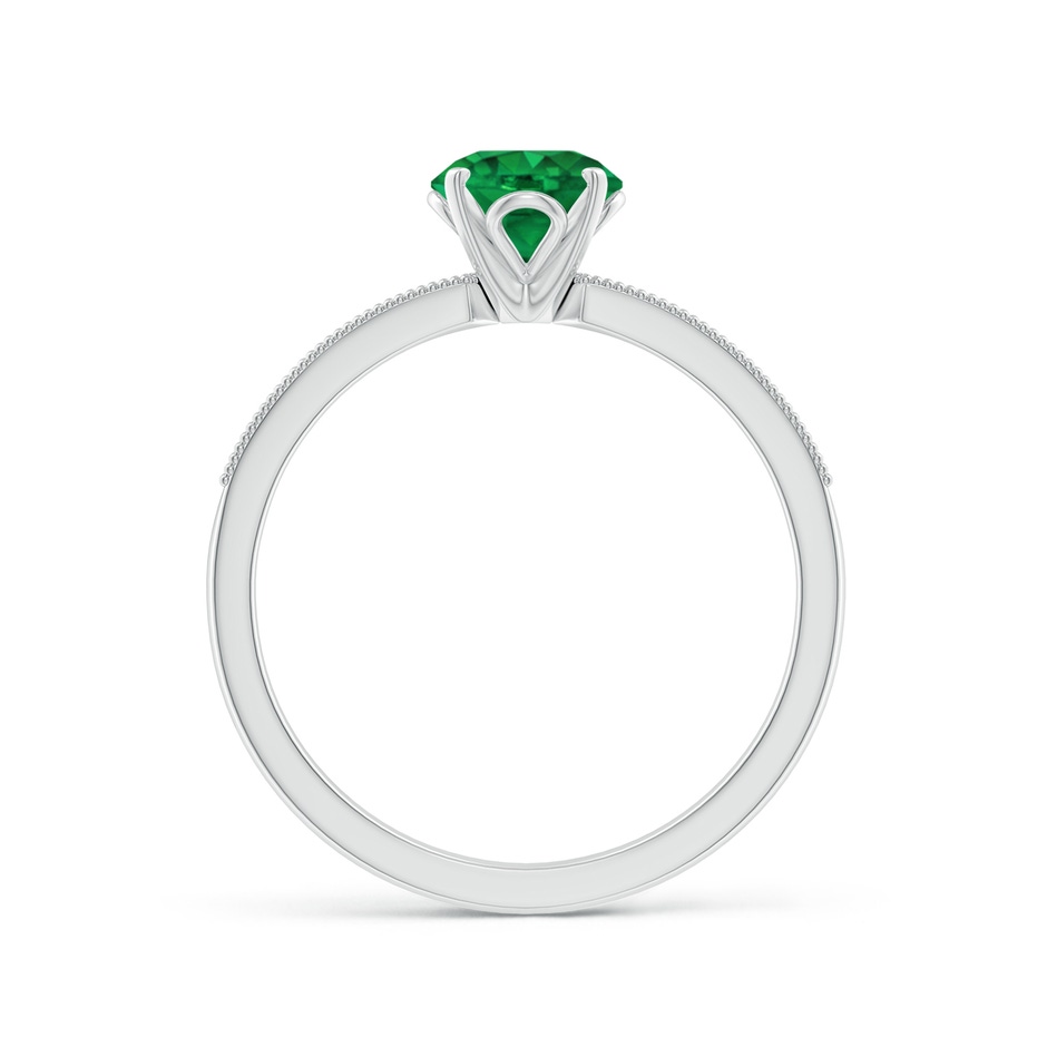 6mm AAA Vintage Style Round Emerald Engagement Ring with Accents in White Gold Side 199