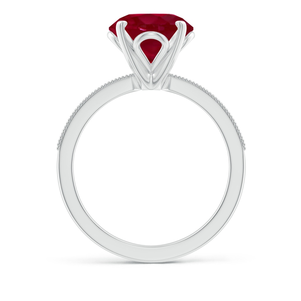 9mm AA Vintage Style Round Ruby Engagement Ring with Accents in White Gold Side 199