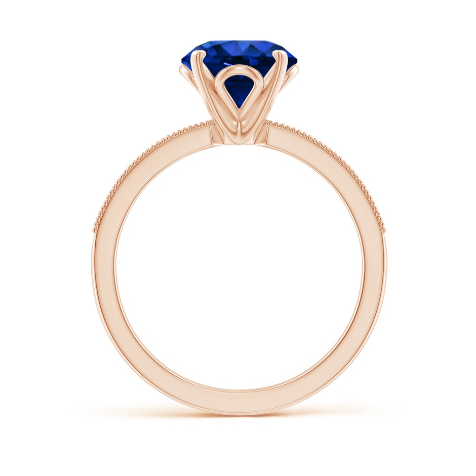 8mm Lab-Grown Vintage Style Round Blue Sapphire Engagement Ring with Accents in 18K Rose Gold side 199
